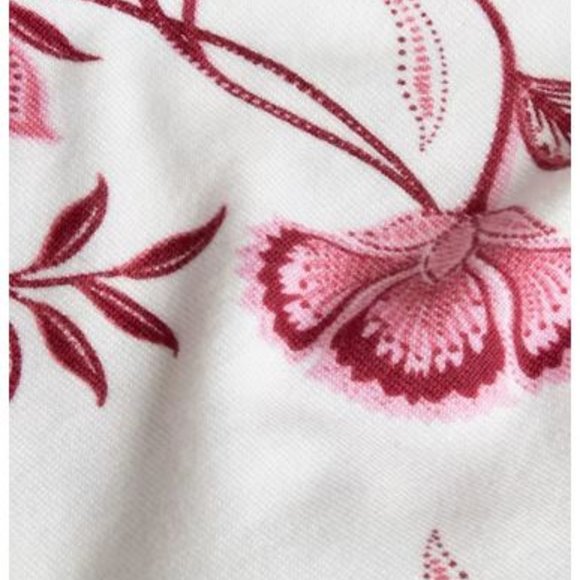 LAURA:  Boat Neck Floral Motif Sweater - white with fushia print - Picture 6 of 8